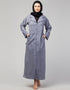 Arabic Abaya with self-fabric buttons and coat collar In the Shade Of Sky Blue
